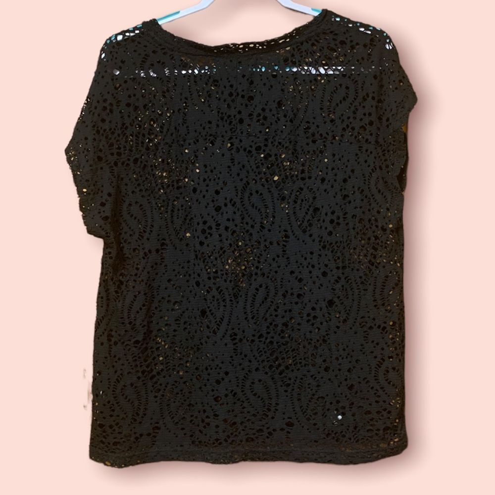 soft see-through black lace short sleeve top from Mossimo size XL